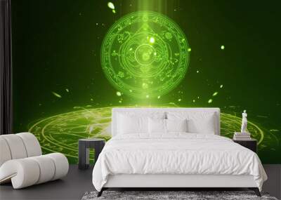 Green magic circle light  Wall mural