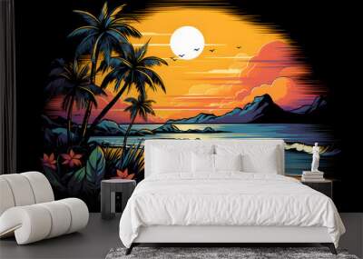 Summer Beach t shirt design -
 Wall mural