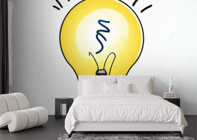 Extremely simple lightbulb clipart isolated on white background showing idea epiphany  Wall mural