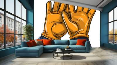 cartoon clipart of Work Gloves, tool clipart, construction worker tools, transparent background, isolated on transparent background Wall mural