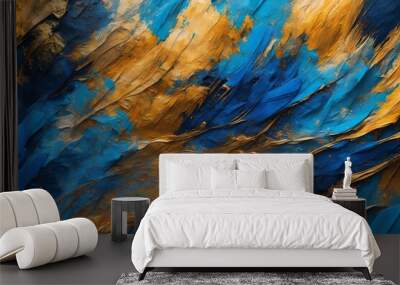 Abstract rough colorful complementary colors art painting texture background wallpaper, with oil or acrylic brushstroke waves, pallet knife paint on canvas Wall mural