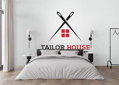 needle house tailor logo vector icon illustration Wall mural