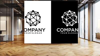 Creative Blockchain logo concept. Modern technology design. Color cube logotype. Cryptocurrency and bitcoin label. Digital money icon. Vector illustration Wall mural