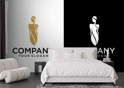 Creative Woman body Health and wellness logo design art style. vector illustration Wall mural