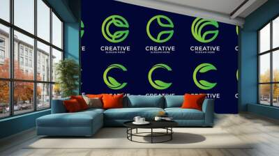 letter c with leaf logo design Wall mural