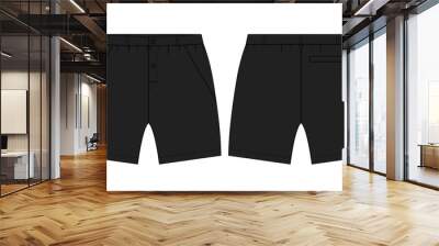 Boys Sweat Shorts pant technical fashion flat sketch vector illustration black Color template For Young Men.
 Wall mural