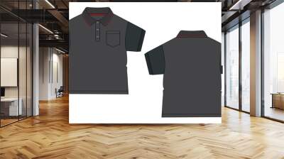 Short sleeve polo shirt vector illustration template for kids. Apparel design polo tee isolated on white background Wall mural