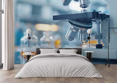 A microscope focused on a microscopic organism. Wall mural