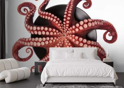 Beautiful of a squid tentacles on dish isolated on white background Wall mural