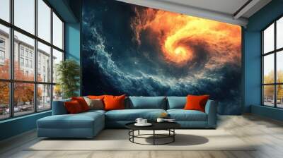 Tornado depicted in watercolor style with flowing lines, soft gradients, and turbulent effect. Wall mural