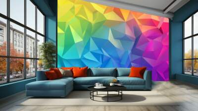 rainbow color spectrum, low polygon background, website background Wall mural