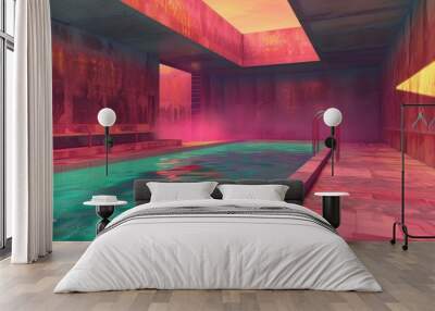 Vaporwave Liminal Space Pool Wall mural