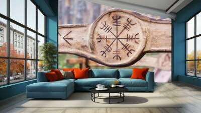 The Helm of Awe or Helm of Terror. A modern Icelandic occult symbol that shares the name of the object in Norse mythology. Wall mural