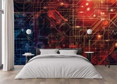 Abstract pattern emphasizing cyber safety. Wall mural