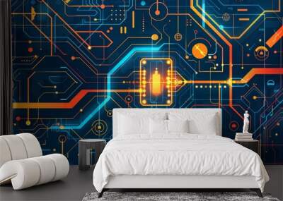 Abstract pattern illustrating cyber security measures. Wall mural