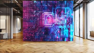 Abstract representation of cyber safety measures. Wall mural