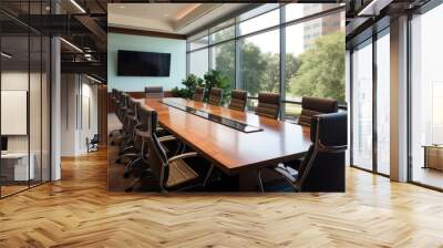 An office meeting room with a large conference table Wall mural