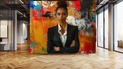 Business girl with a lively abstract background. Wall mural