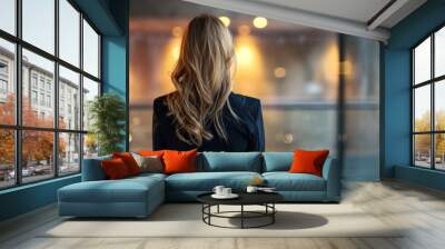 Corporate woman from behind in a professional environment. Wall mural