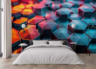 Geometric pattern highlighting cybersecurity. Wall mural