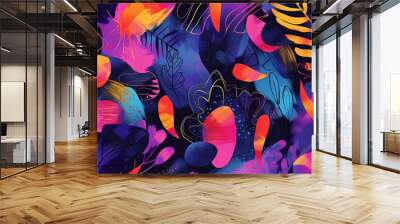 Lofi design featuring colorful abstract patterns. Wall mural