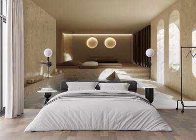 Minimalist design for a calming spa experience. Wall mural