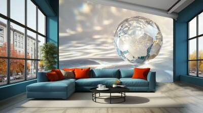 Sparkling crystal ball sparkles shimmering against a transparent white backdrop, perfect for mystical and magical concepts Wall mural