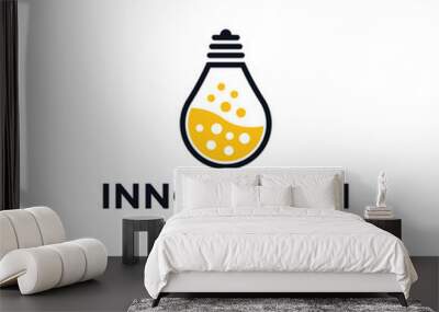 Light Bulb Lamp and Lab Science, Creative, Innovation Logo Design Wall mural