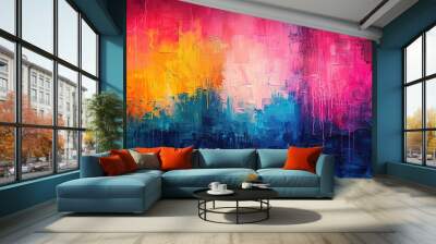 Abstract artistic background with colorful watercolor paint textures Wall mural