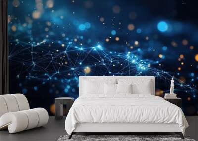 Abstract Blue Technology Background with Light Effects Wall mural