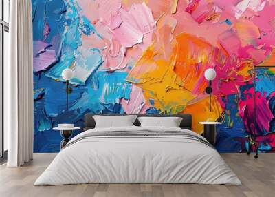 Abstract watercolor background with washes of colorful paint textures Wall mural