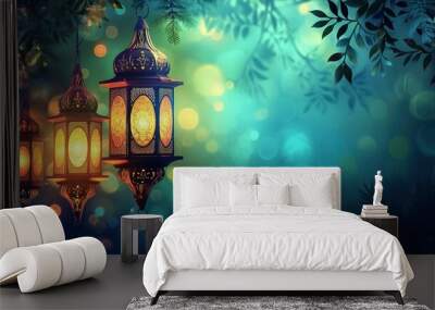 arabic lantern of ramadan celebration background Wall mural