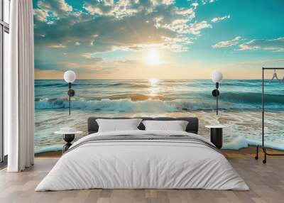 beach sea, View of beach sea on sun light in the summer Wall mural