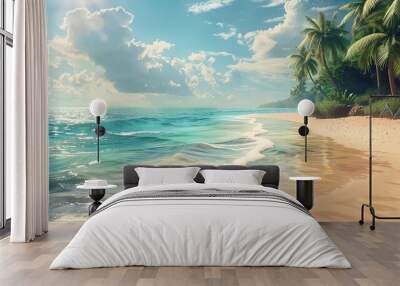 beautiful realistic of sandy summer beach Wall mural