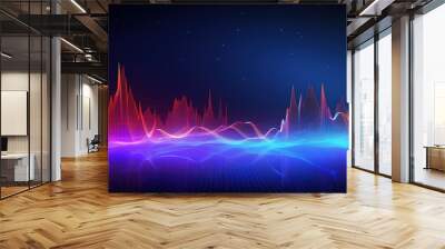 Blue abstract background with a digital EKG line representing a heartbeat rhythm Wall mural