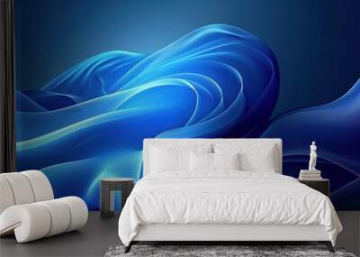 Blue abstract background. Fluid shapes composition, Wall mural