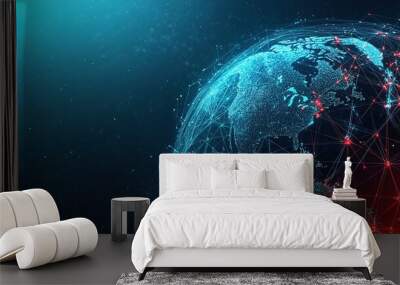 Global business network with data exchange and customer connection in a futuristic design, copy space, High quality, + --ar 16:9 --v 6.1 Job ID: c4ab3ffb-fc3e-4b94-9d27-7d7b9d6fd805 Wall mural