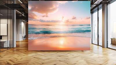 horizon sea water surface background banner. Inspire nature landscape coast. Beautiful wonderful tropical island paradise. Beach sunrise summer vacation Wall mural