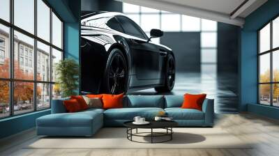 Luxurious black and silver design showcasing high-end automotive elements, ideal for premium displays Wall mural