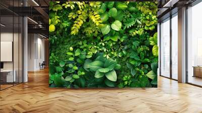 Nature of green leaf in garden at summer. Natural green leaves plants using as spring background  Wall mural