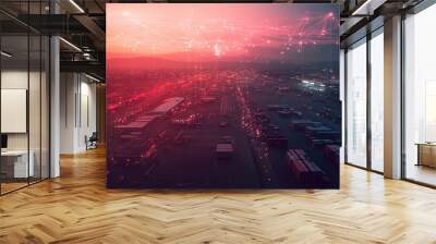 Night Scene of a Busy Transportation Hub with Lights Wall mural