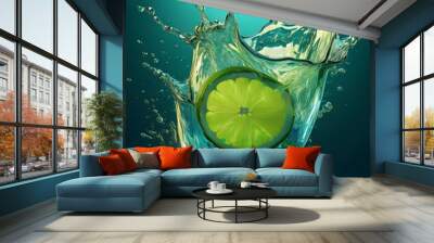 Refreshing tropical drink with a splash Wall mural