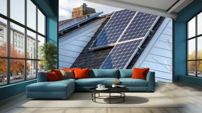 Solar Panels on the Roof of a Home Wall mural