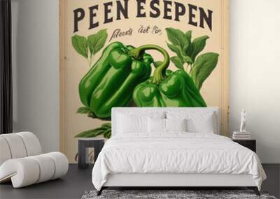 Vintage Bell Pepper Seed Packet Wall mural