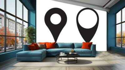 Flat style of location pin icon. Map pin place marker. Map marker pointer icon set. GPS location symbol collection. Wall mural