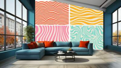 Groovy hippie 70s backgrounds with waves swirl twirl pattern Wall mural