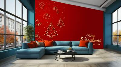 Realistic christmas background flat design Wall mural