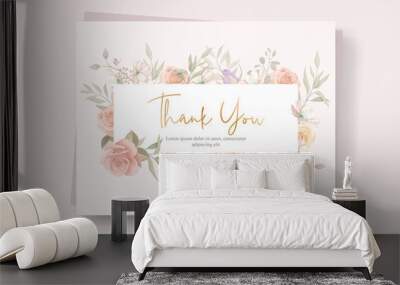 Thank you card design on a flower theme Wall mural