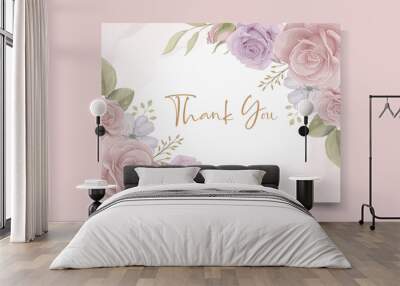 Thank you card design on a flower theme Wall mural