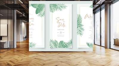 Wedding invitation design with tropical leaf ornament Wall mural